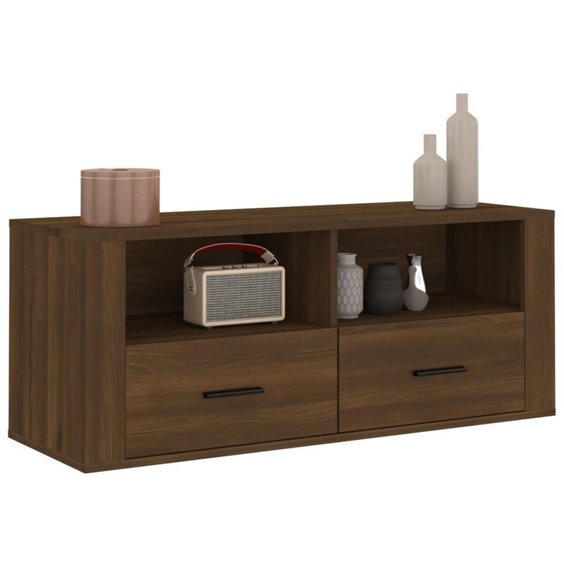 TV Cabinet Brown Oak 100x35x40 cm Engineered Wood