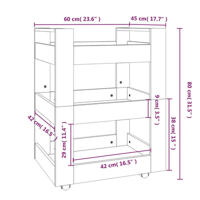 Kitchen Trolley Black 60x45x80 cm Engineered Wood