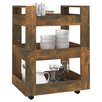 Kitchen Trolley Smoked Oak 60x45x80 cm Engineered Wood