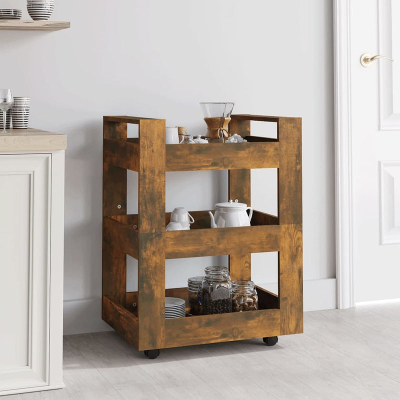 Kitchen Trolley Smoked Oak 60x45x80 cm Engineered Wood