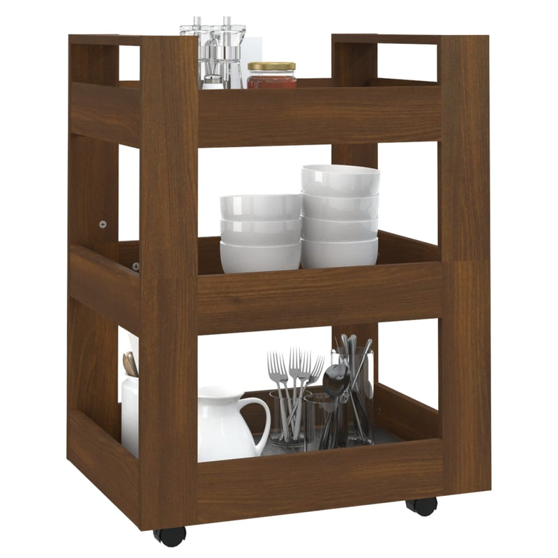 Kitchen Trolley Brown Oak 60x45x80 cm Engineered Wood