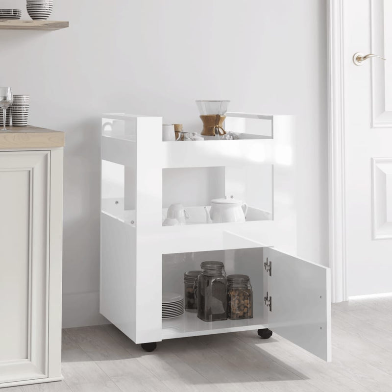 Kitchen Trolley High Gloss White 60x45x80 cm Engineered Wood