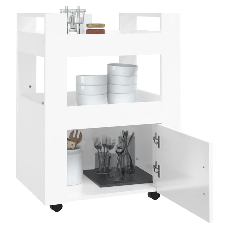 Kitchen Trolley High Gloss White 60x45x80 cm Engineered Wood