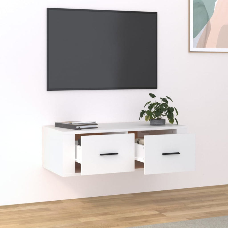 Hanging TV Cabinet White 80x36x25 cm Engineered Wood