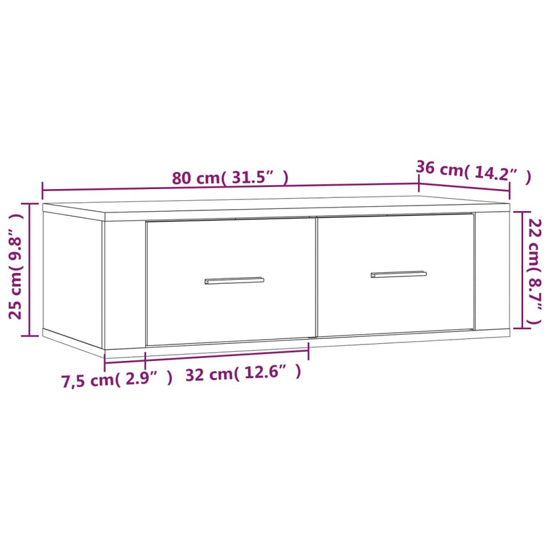 Hanging TV Cabinet Black 80x36x25 cm Engineered Wood