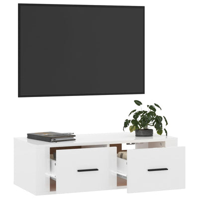 Hanging TV Cabinet High Gloss White 80x36x25 cm Engineered Wood