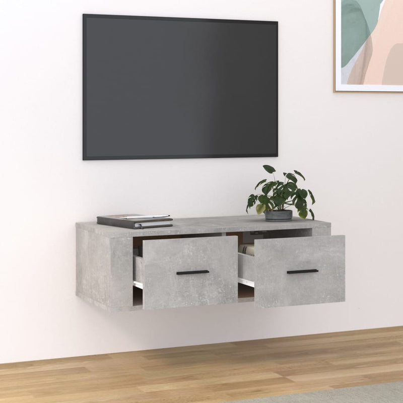 Hanging TV Cabinet Concrete Grey 80x36x25 cm Engineered Wood