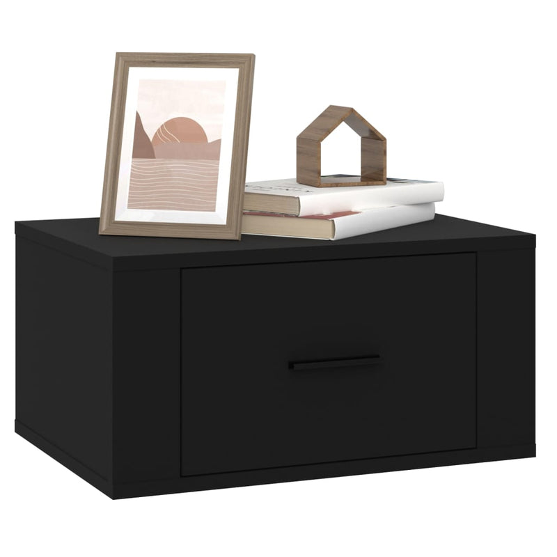 Wall-mounted Bedside Cabinet Black 50x36x25 cm