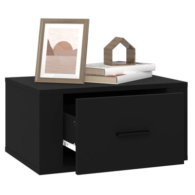 Wall-mounted Bedside Cabinet Black 50x36x25 cm