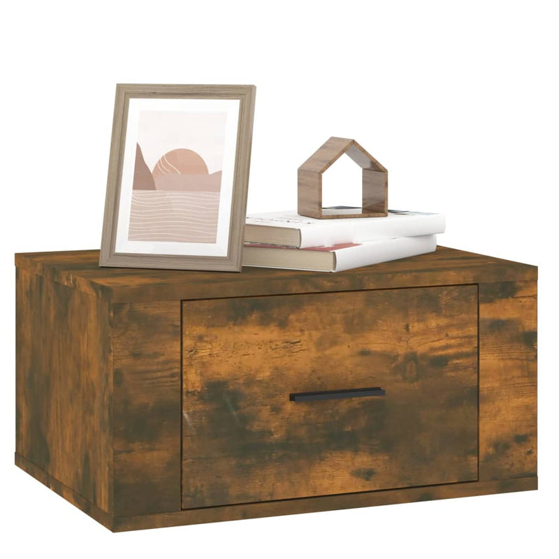 Wall-mounted Bedside Cabinet Smoked Oak 50x36x25 cm