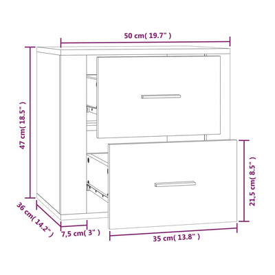 Wall-mounted Bedside Cabinet White 50x36x47 cm