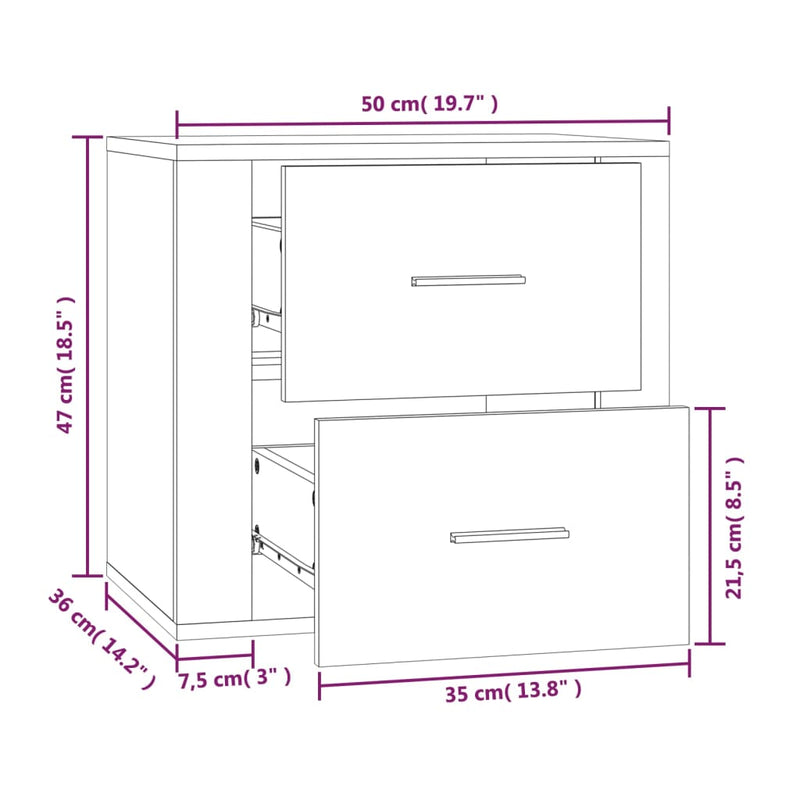 Wall-mounted Bedside Cabinet White 50x36x47 cm