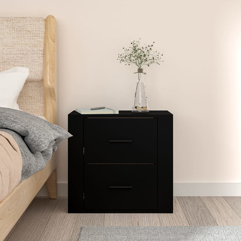 Wall-mounted Bedside Cabinet Black 50x36x47 cm