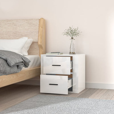 Wall-mounted Bedside Cabinet High Gloss White 50x36x47 cm