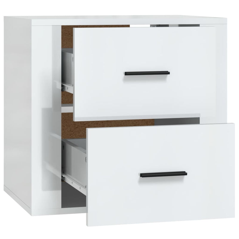 Wall-mounted Bedside Cabinet High Gloss White 50x36x47 cm