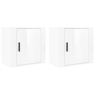 Wall-mounted Bedside Cabinets 2 pcs High Gloss White 50x30x47cm