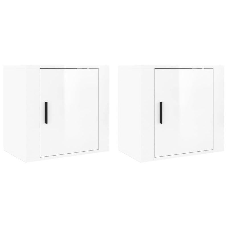 Wall-mounted Bedside Cabinets 2 pcs High Gloss White 50x30x47cm