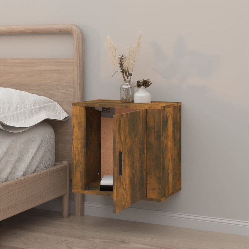 Wall-mounted Bedside Cabinet Smoked Oak 50x30x47 cm