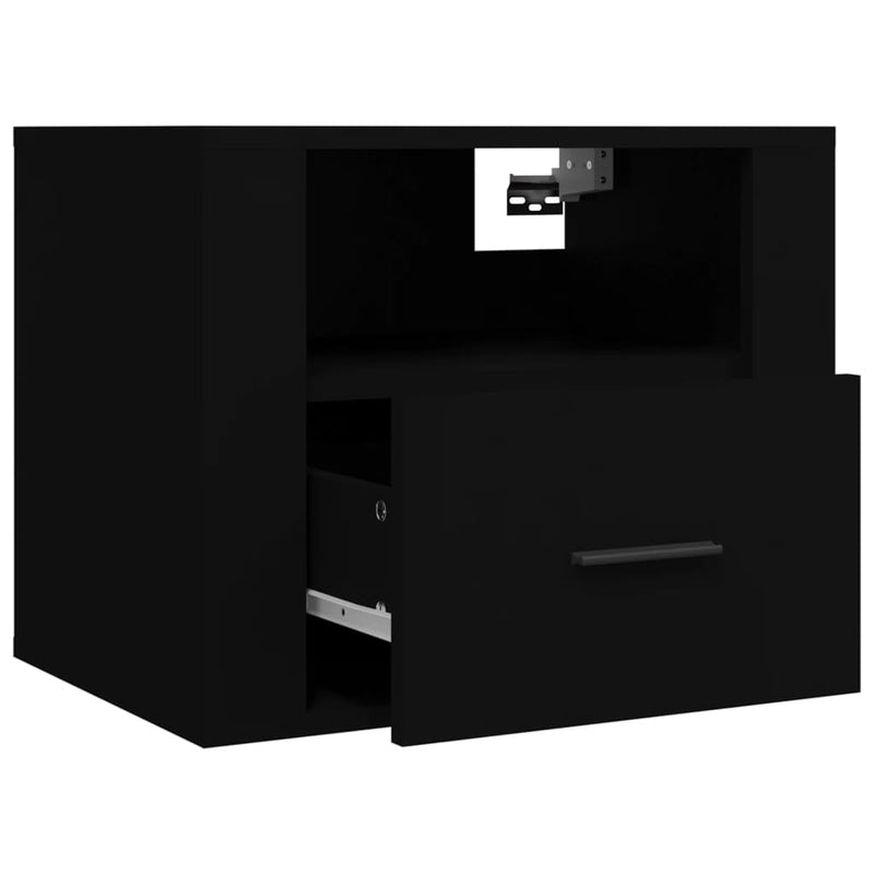 Wall-mounted Bedside Cabinet Black 50x36x40 cm