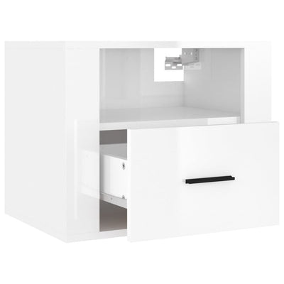 Wall-mounted Bedside Cabinet High Gloss White 50x36x40 cm