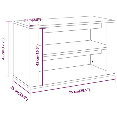 Shoe Rack Black 75x35x45 cm Engineered Wood