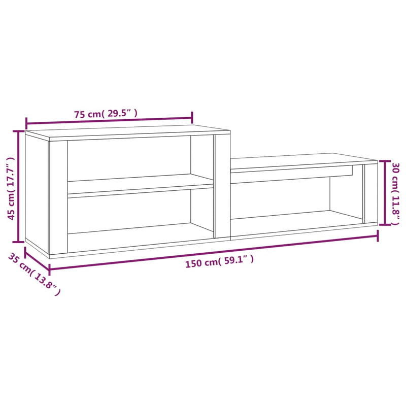 Shoe Cabinet High Gloss White 150x35x45 cm Engineered Wood