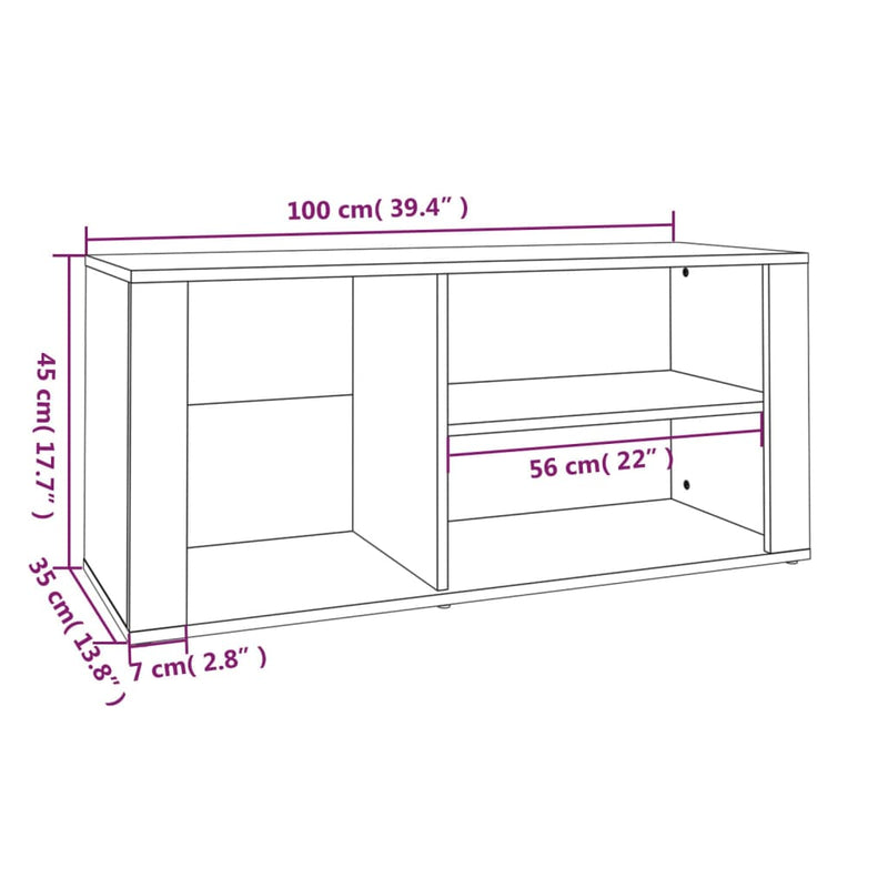 Shoe Cabinet High Gloss White 100x35x45 cm Engineered Wood