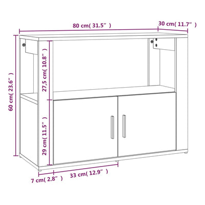 Sideboard White 80x30x60 cm Engineered Wood