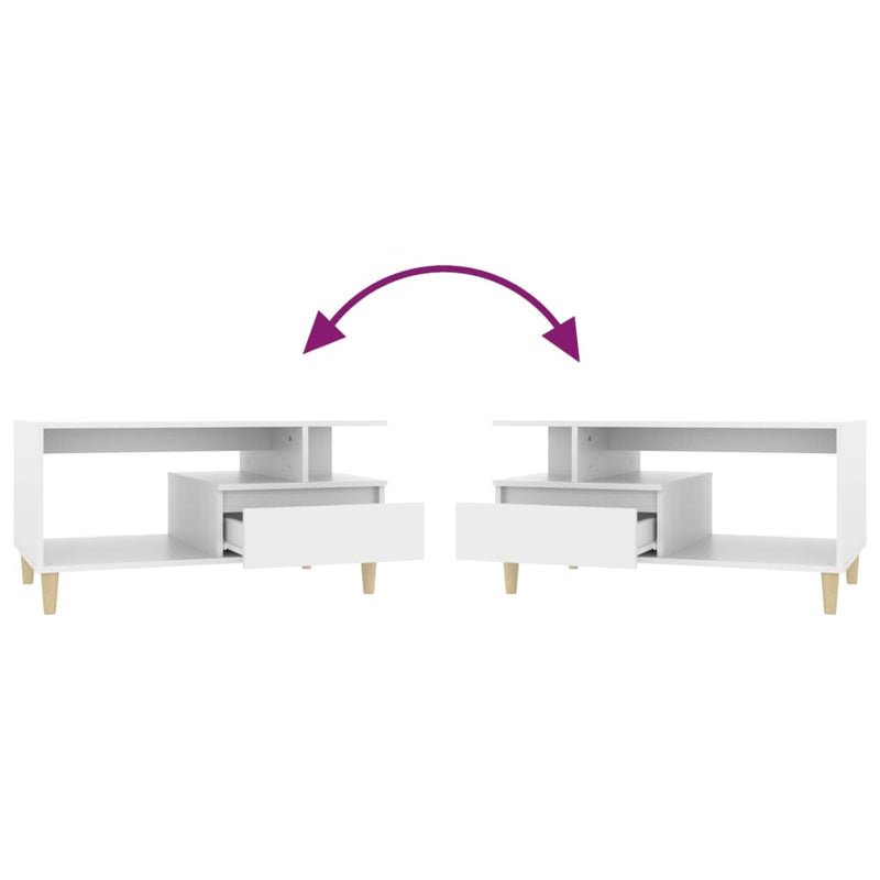 Coffee Table White 90x49x45 cm Engineered Wood