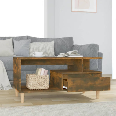 Coffee Table Smoked Oak 90x49x45 cm Engineered Wood