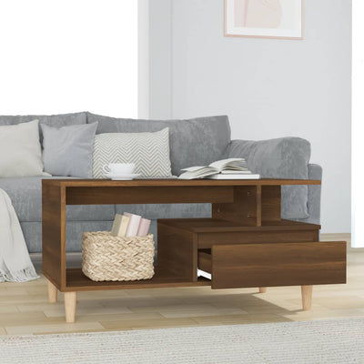 Coffee Table Brown Oak 90x49x45 cm Engineered Wood