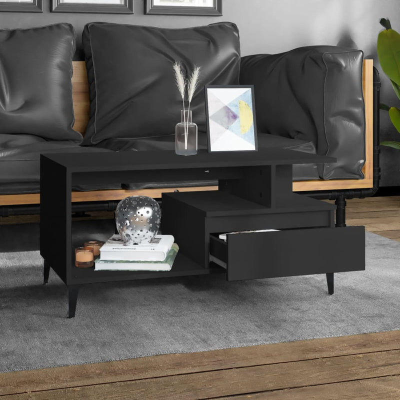 Coffee Table  Black 90x49x45 cm Engineered Wood