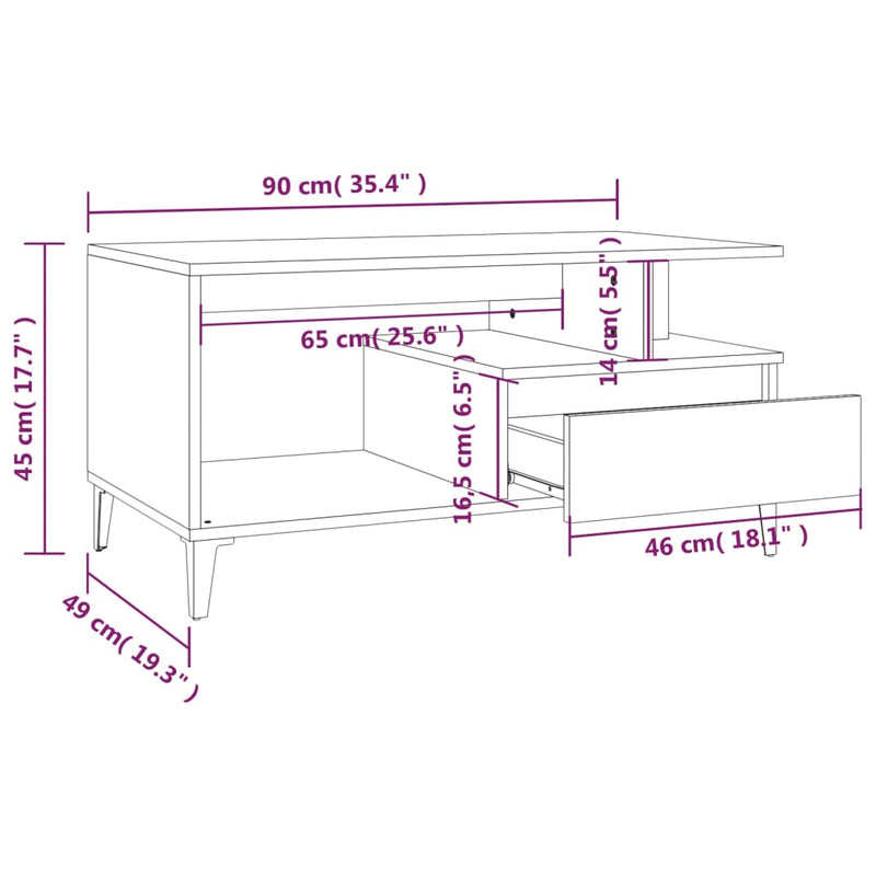 Coffee Table  Black 90x49x45 cm Engineered Wood