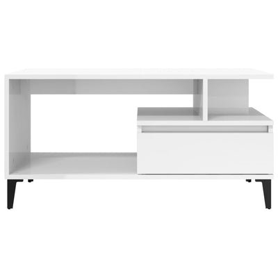 Coffee Table  High Gloss White 90x49x45 cm Engineered Wood