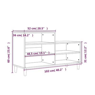 Shoe Cabinet White 102x36x60 cm Engineered Wood