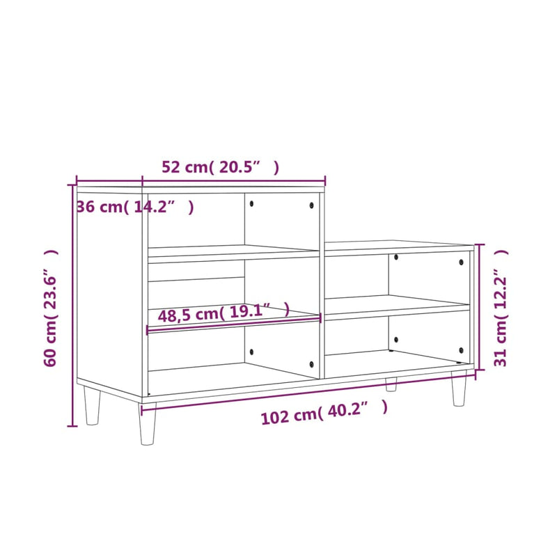 Shoe Cabinet White 102x36x60 cm Engineered Wood