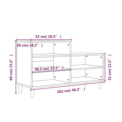 Shoe Cabinet High Gloss White 102x36x60 cm Engineered Wood