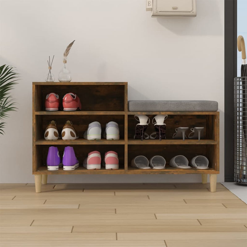 Shoe Cabinet Smoked Oak 102x36x60 cm Engineered Wood