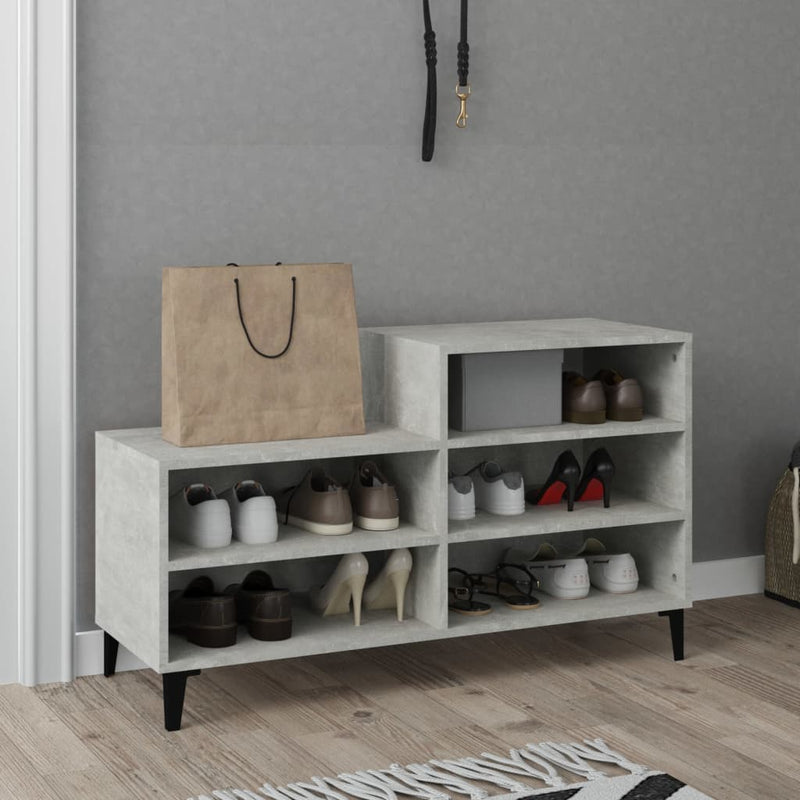 Shoe Cabinet Concrete Grey 102x36x60 cm Engineered Wood