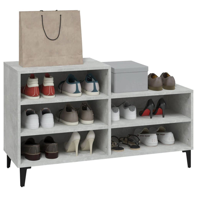 Shoe Cabinet Concrete Grey 102x36x60 cm Engineered Wood