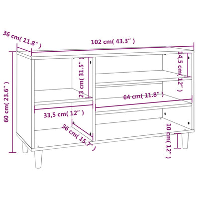 Shoe Cabinet Sonoma Oak 102x36x60 cm Engineered Wood