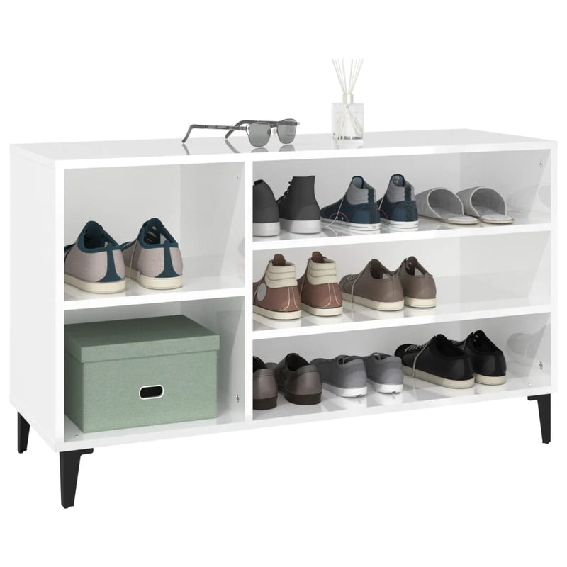 Shoe Cabinet High Gloss White 102x36x60 cm Engineered Wood