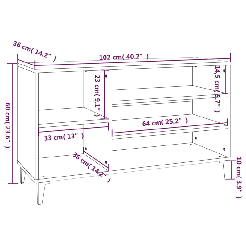 Shoe Cabinet Sonoma Oak 102x36x60 cm Engineered Wood