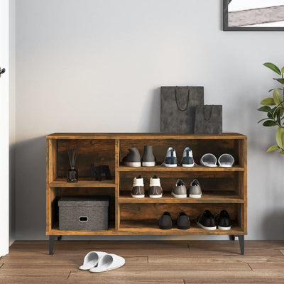 Shoe Cabinet Smoked Oak 102x36x60 cm Engineered Wood