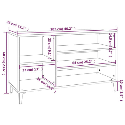 Shoe Cabinet Grey Sonoma 102x36x60 cm Engineered Wood