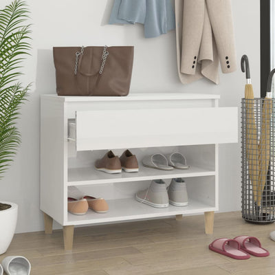 Shoe Cabinet High Gloss White 70x36x60 cm Engineered Wood