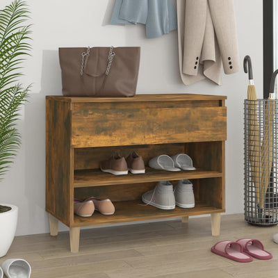 Shoe Cabinet Smoked Oak 70x36x60 cm Engineered Wood