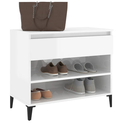 Shoe Cabinet High Gloss White 70x36x60 cm Engineered Wood