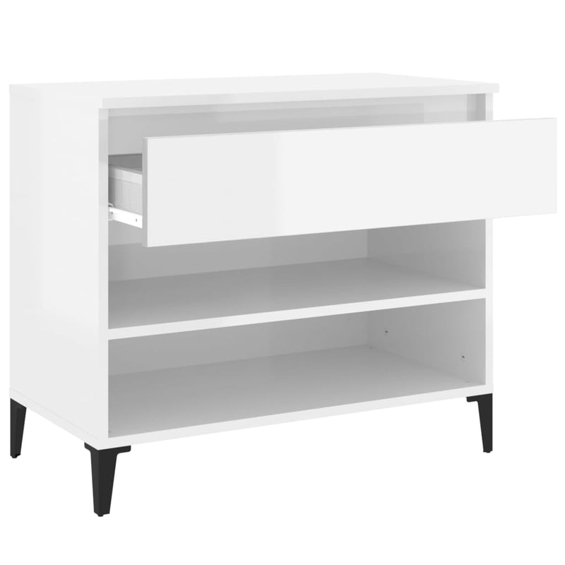 Shoe Cabinet High Gloss White 70x36x60 cm Engineered Wood