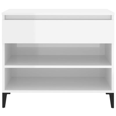 Shoe Cabinet High Gloss White 70x36x60 cm Engineered Wood